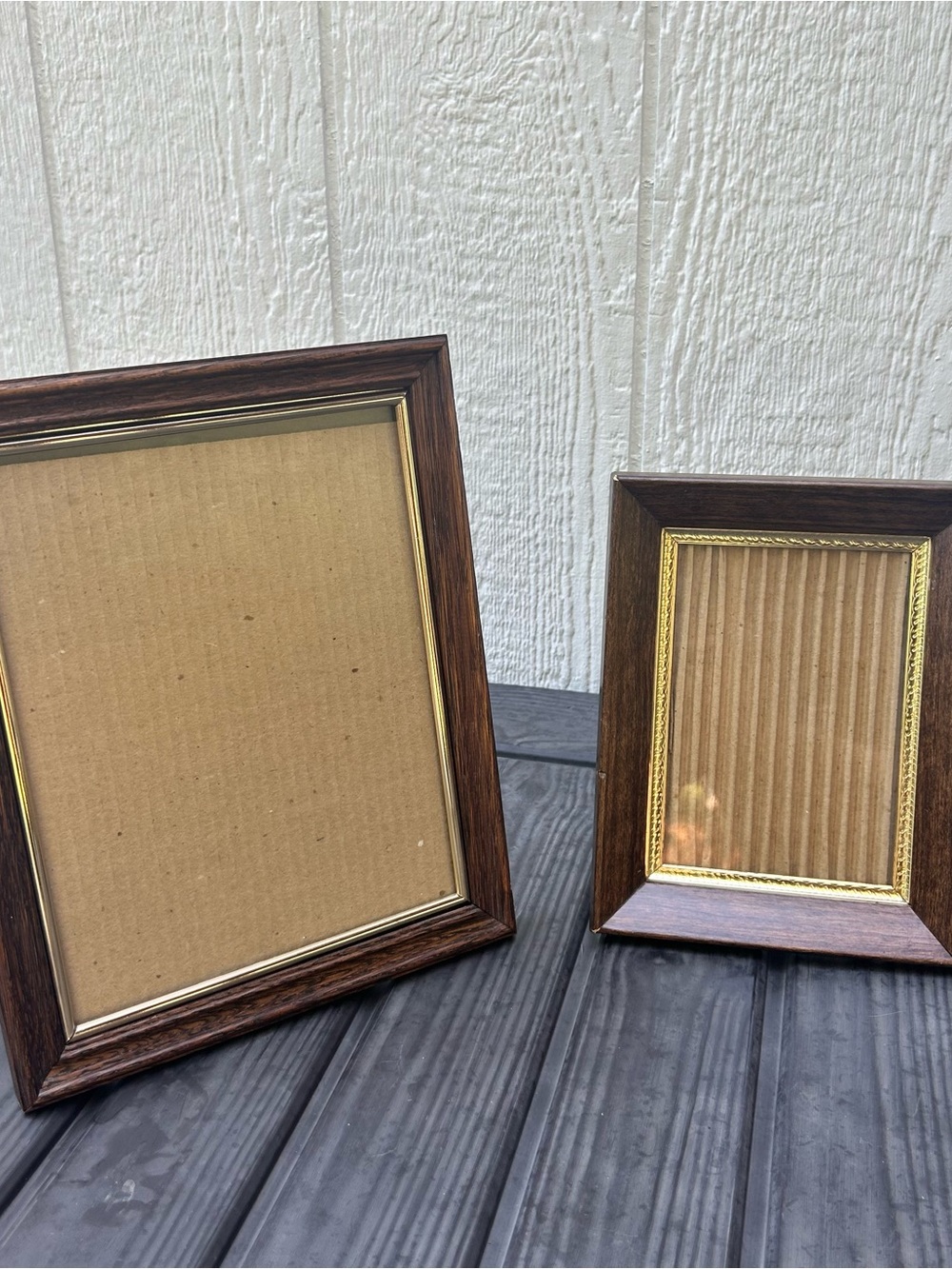 Set of 2 Vintage Wood and Gold Picture Frames